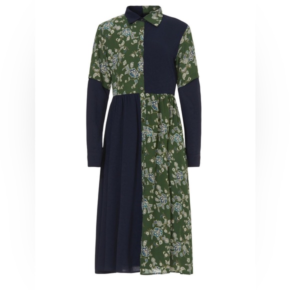 Pamela Love Dresses & Skirts - Pamela Love Blue and Green A-Line Dress with Bishop Sleeves